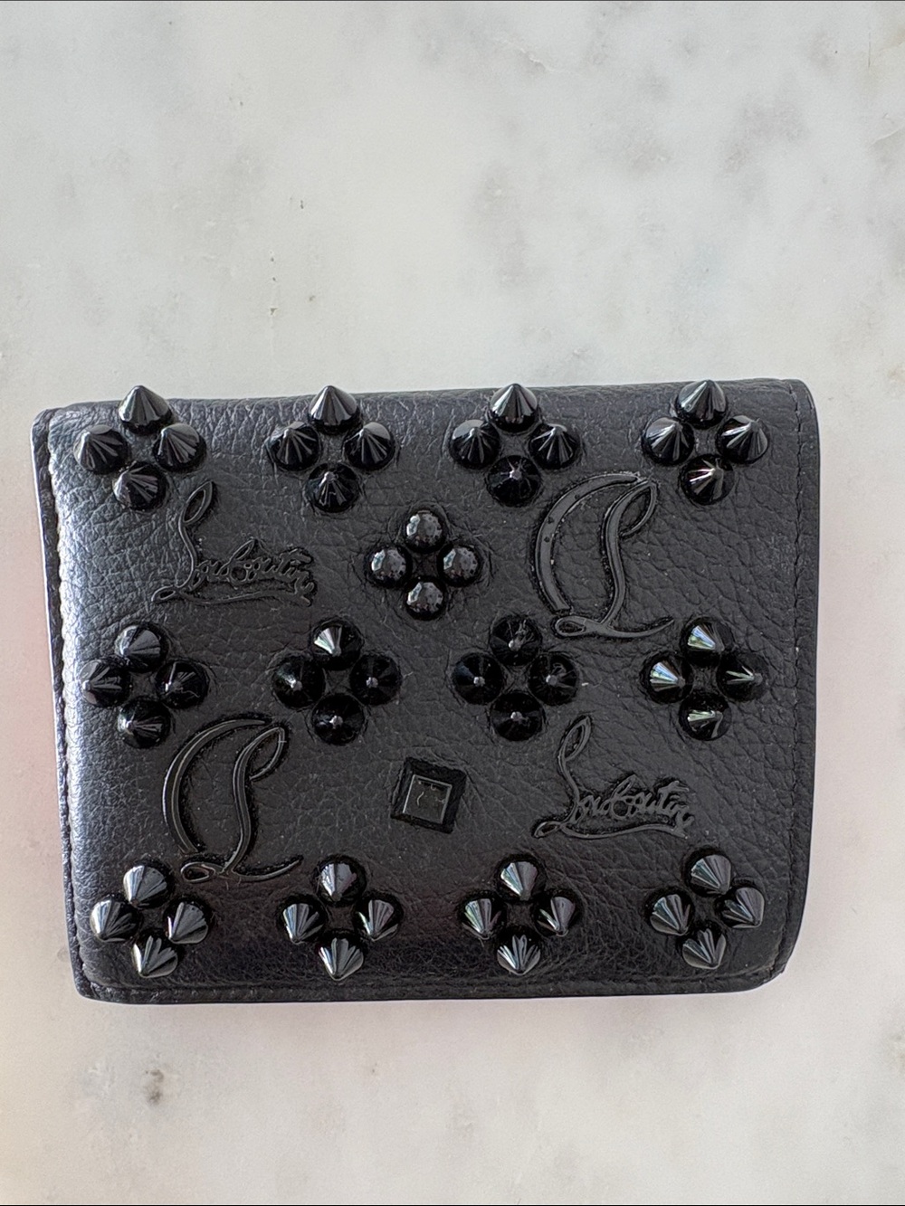 Christian Louboutin Black Studded Leather Card Holder